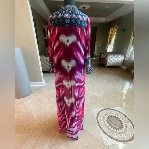 La Moda Rhinestone Embelished beach cover up maxi dress O/S - Picture 5 of 10